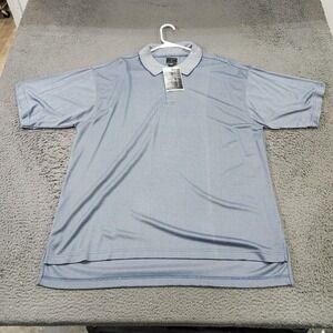 Colorado Clothing Polo Shirt Mens XL Blue Gingham Rayon Blend Knit Short Sleeve